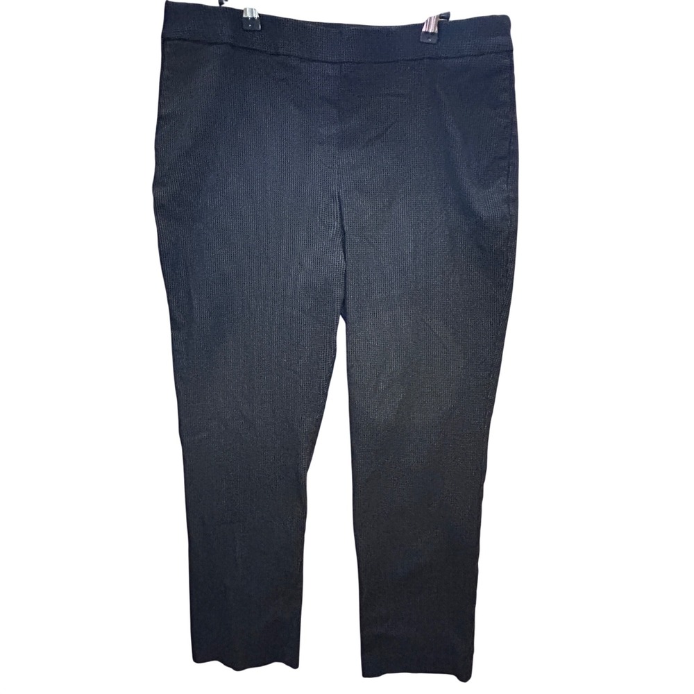 Pull On Dress Pants Womens XL Black White Grid Stretch‎ Business Casual